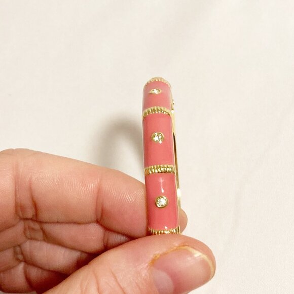 Vera Bradley Hinged Enameled Bangle - Pink & Gold - Picture 3 of 6
